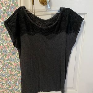 Grey shirt with black lace top